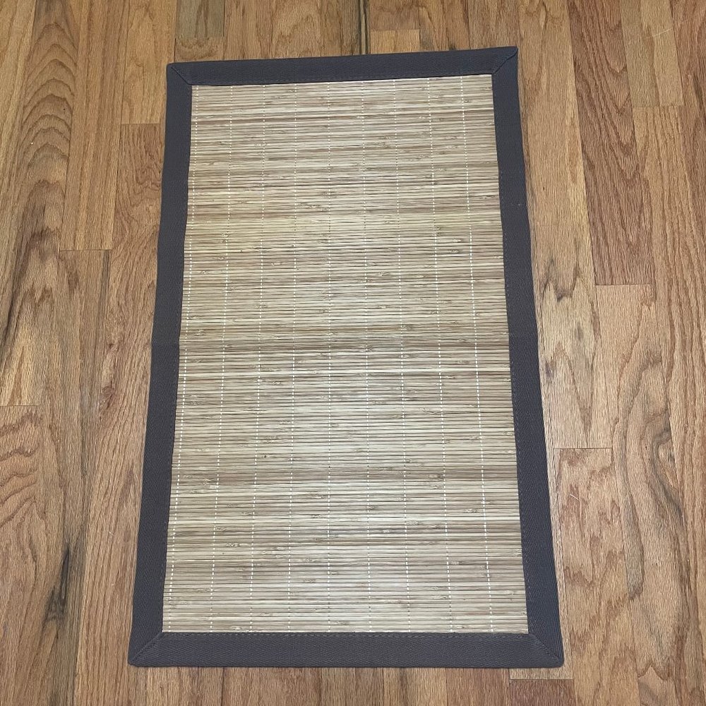 Rug Bamboo 33 x 21 Brown Edge Trim Fabric Backing 2rugs
